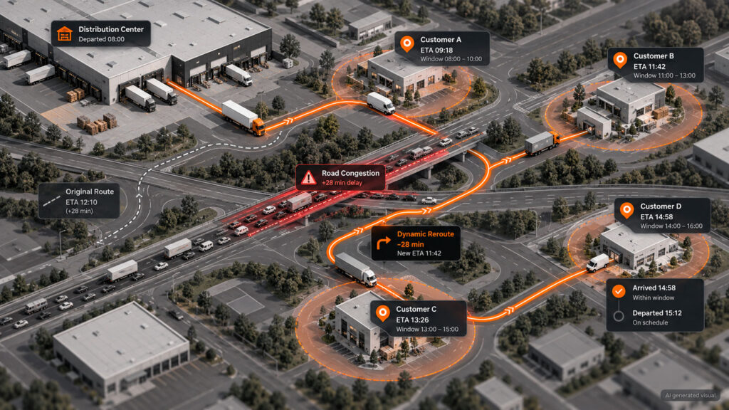 Dynamische route-optimalisatie voor wagenparken