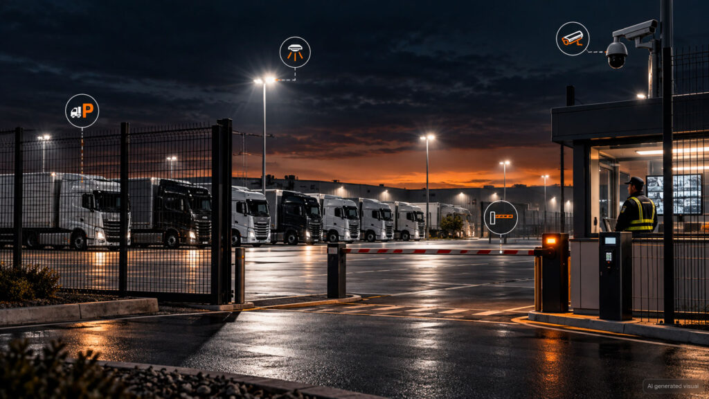 Vrachtwagen parkeren op een veilige locatie